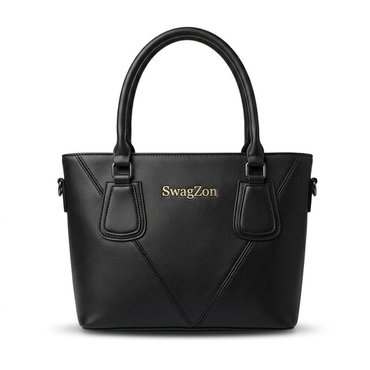 Swagzon Elegant Black Leather Handbag – Stylish & Durable